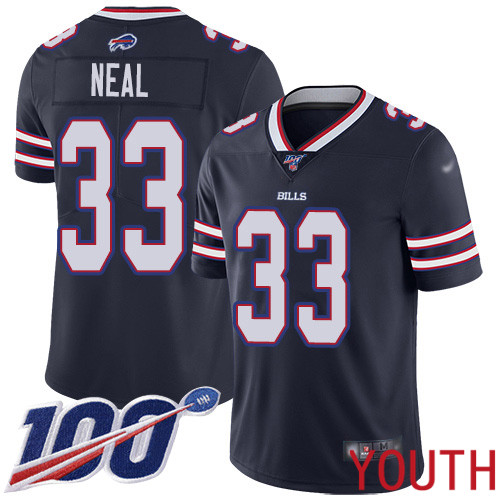 Youth Buffalo Bills 33 Siran Neal Limited Navy Blue Inverted Legend 100th Season NFL Jersey